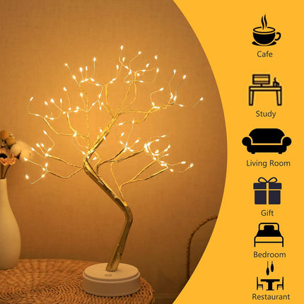 Tabletop Bonsai Tree Light, DIY LED Artificial Tree Lamp,Battery/USB Operated Night Light for Room Decor, Home Decor,Bedroom, Wedding,Christmas, (Warm White, 108 LED Golden)