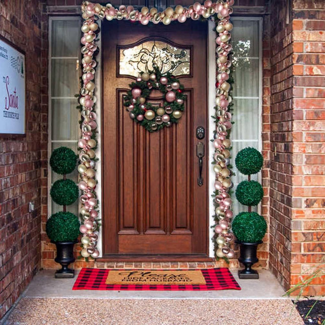 6 FEET Christmas Ball Garland Ornaments Shatterproof Xmas Hanging Balls Decorations for Home Indoor Outdoor Mantel Holiday Party Wedding Tree - Champagne Gold and Pink