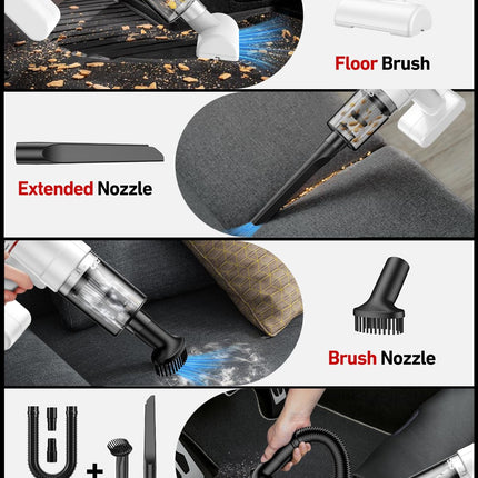 Handheld Car Vacuum Cleaner Cordless, 15000Pa Powerful Suction Car Vacuum High Power Cleaner With Led Light & Multi Accessories, Portable Mini Hand Held Car Vacuum Cleaner For Car Home Office