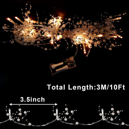 TURNMEON 10 Ft 30 LED Christmas Garland with Lights Timer Lighted Beaded Garland Christmas String Lights Battery Operated Lighted Christmas Garland Xmas Garland Decor for Home Mantle Fireplace Table
