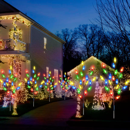 d 4 Pack Solar Christmas Garden Stake Lights for Christmas Decorations, 8 Modes Solar Christmas Yard Stake Outdoor Waterproof Christmas Strawberry Lights for Garden Patio Yard Pathway Grave