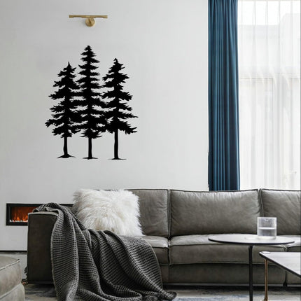 3D Metal Pine Wall Decor, 3 Pine Trees Laser Cut Metal Art Wall Decor for Home Bedroom Office Outdoor Decorations 9"x12"