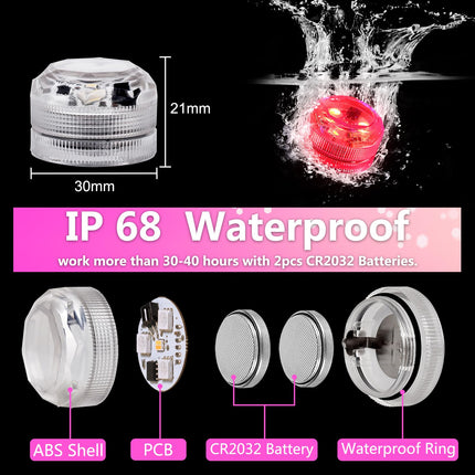 Submersible Led Lights with Remotes, Waterproof Tea Lights Candles Battery Operated RGB Color Changing Small Led Light for Vase Pool Pond Lantern Halloween(20pack)