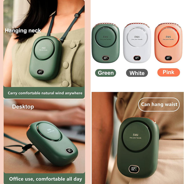 Mini Personal Fan Portable And Rechargeable With Lanyard Bracket Can Hanging Neck Put On Desk Clip Waist Outdoor Cooling