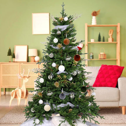 SUPREME XMAS Christmas Ornaments Set, 30pcs 2.36'' White and Gold Christmas Balls Ornaments for Christmas Tree Decorations Shatterproof Hanging Baubles for Thanksgiving Xmas Holiday Party Home Decor