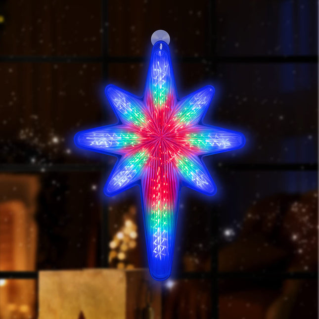 20" 44LED Star of Bethlehem - Hanging Outdoor Christmas Star Light - Use as Holiday Decoration, Porch Light, 3D Fixture, Advent Star (20inch) Multicolor