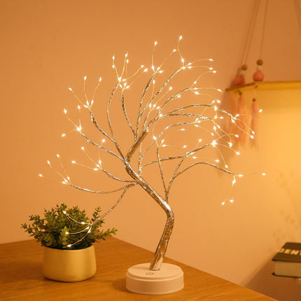 Fairy Light Spirit Tree,20" Tabletop Bonsai 108 LED Tree Light, USB or Battery Powered,Touch Sensor Switches,DIY Artificial Tree Lamp for Bedroom Desktop Christmas Room Decor (Warm White)