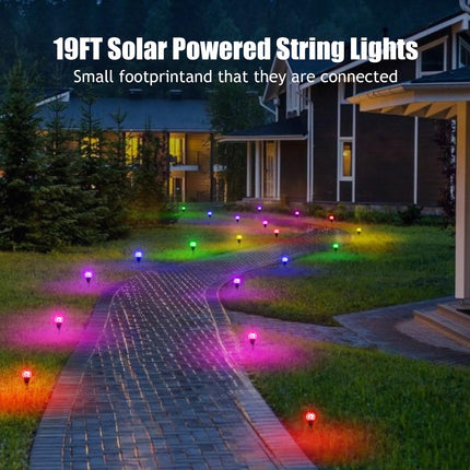 19FT Solar Powered Lights for Outside 20 LED Small Globe Bulbs Walkway Ground Lights 8 Modes IP44 Waterproof for Garden Decor Solar Lights Outdoor for Path Patio Landscape Lawn Yard Christmas Decor