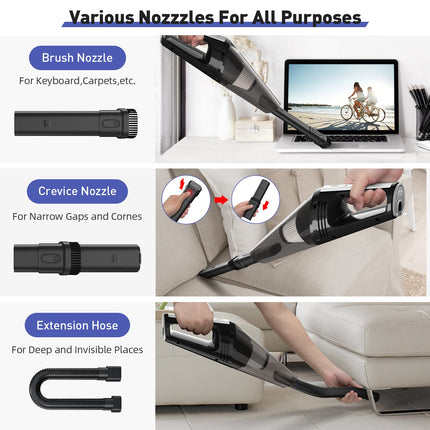 Handheld Vacuum Cordless Portable Mini Car Vacuum Cordless Rechargeable With 8000Pa Powerful Suction, Lightweight Car Hand Held Vacuum Cleaner With Led For Home, Office, Car Cleaning