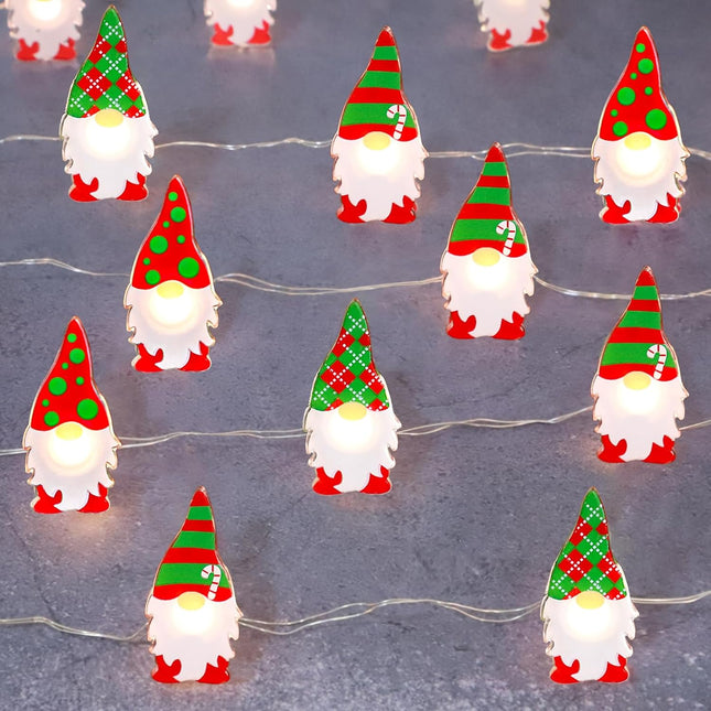 Christmas Decorations Gnomes String Lights Battery Operated with Remote USB Plug-in Powered Indoor Fairy Warm White Light Xmas Theme for Holiday Home Party Birthday Table Tray Christmas Tree