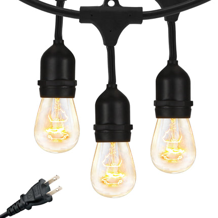 Brightech Ambience Pro Outdoor String Lights - Commercial Grade Waterproof Patio Lights with 48 Ft Dimmable Incandescent Edison Bulbs, Porch String Lights for Patio, Backyard - 15 Bulbs 11W