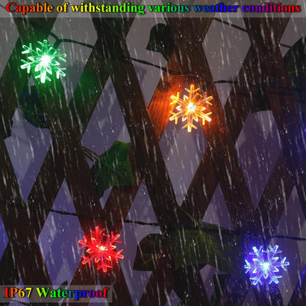 Christmas Decorations Outside Solar Snowflake Lights, 50LED Bright and Long-Lasting Solar Christmas Lights Outdoor Waterproof Decorations, Snowflake Ornaments with Remote for Garden Patio Yard Decor