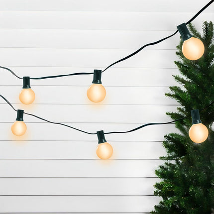 25Ft G40 Frosted White String Lights, Outdoor Globe String Lights with 27 White Frosted Globe Bulbs (2 Spare), Hanging Outdoor Christmas Lights for Patio House Room Bistro Pergola Christmas Decor