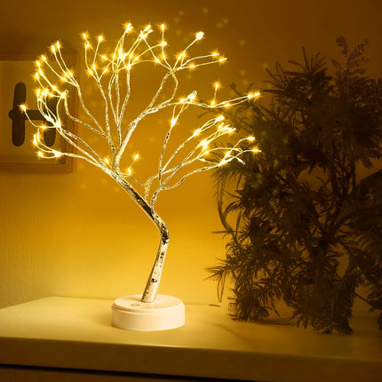Hbaushun 20" Tabletop Bonsai Tree Light, 108 LED Fairy Light Spirit Tree, Battery/USB Operated, Touch Sensor Switches, DIY Artificial Tree Lamp for Bedroom Desktop Christmas Room Decor (Warm White)