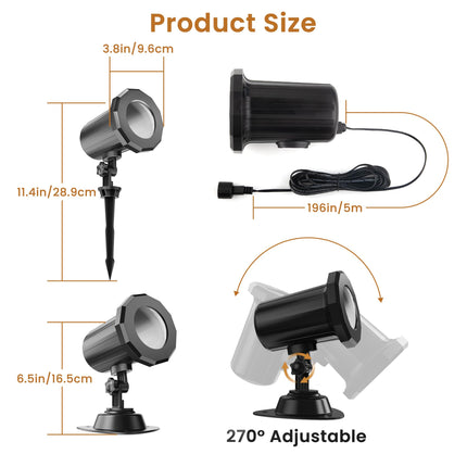 Snowflake Christmas Projector Lights Outdoor, Single-Head Dynamic Snowfall Projection Light, Waterproof Xmas Decoration Lighting for Wall Patio Yard Indoor Wall