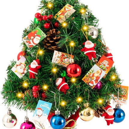 joybest 24 Inch Tabletop Mini Christmas Tree Desktop Xmas Tree Battery Operated with LED String Lights, Red Berries, Star Treetop, Christmas Cards & Ornaments, Best DIY Christmas Decorations, Green