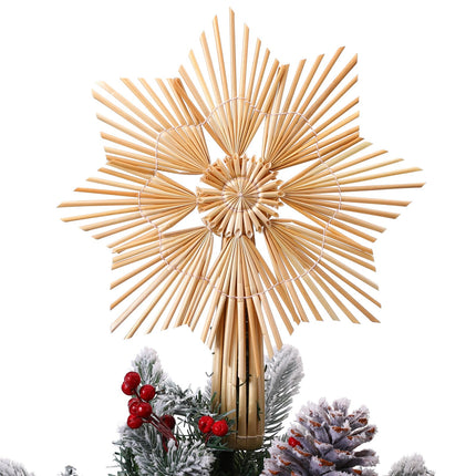 Christmas Straw Star Snowflake Tree Topper Straw Ornaments 10 x 12 Inch Swedish Style Nordic Tree Topper for Christmas Tree Office Home Indoor Desktop Adults Decoration(Classic)