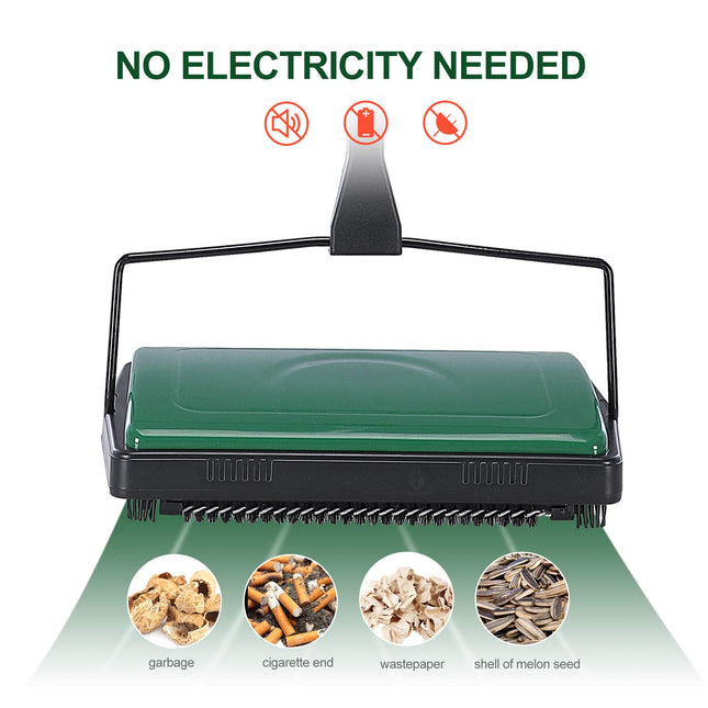 Yocada Carpet Sweeper Cleaner For Home Office Low Carpets Rugs Undercoat Carpets Pet Hair Dust Scraps Paper Small Rubbish Cleaning With A Brush Green