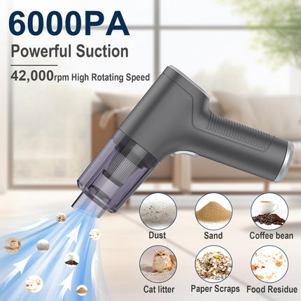 Small Car Vacuum Cordless, Mini Handheld Vacuum 6000Pa Suction,3 In 1 Portable Vacuum Cleaner & Air Duster & Pump,Mini Car Vacuum Cleaner Rechargeable,Hand Held Hoover For Car,Home,Office