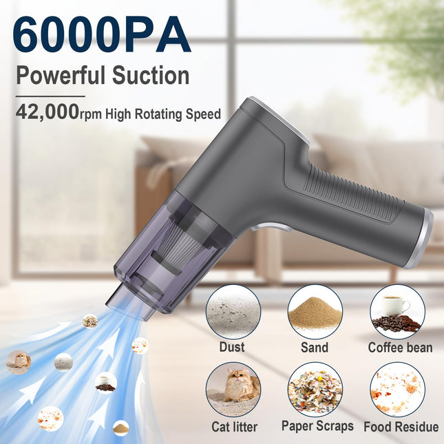 Small Car Vacuum Cordless, Mini Handheld Vacuum 6000Pa Suction,3 In 1 Portable Vacuum Cleaner & Air Duster & Pump,Mini Car Vacuum Cleaner Rechargeable,Hand Held Hoover For Car,Home,Office