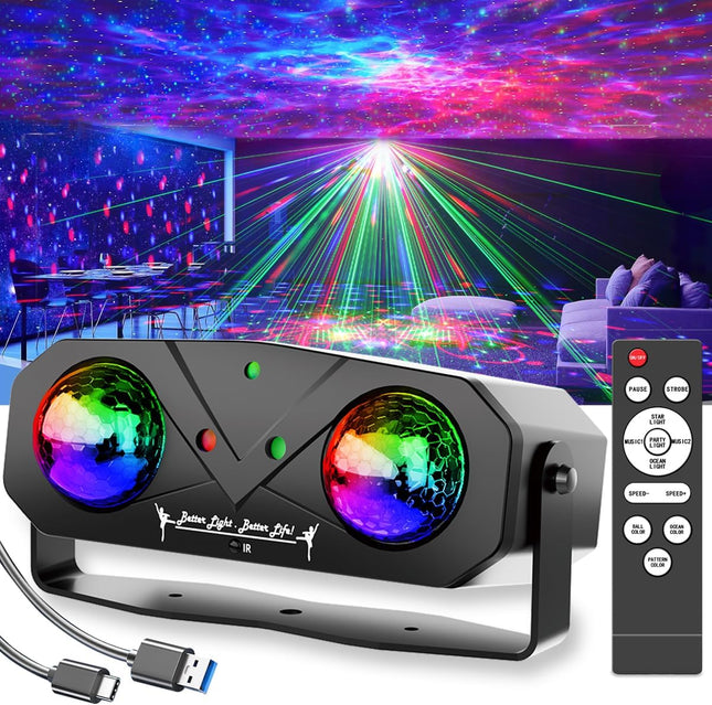 Party Light Disco Ball Light Dj Light Disco Light Ocean Light Star Light Projector Dance Light Sound Activated with Remote Control Stage Light Strobe Light for Parties KTV Christmas Halloween Décor