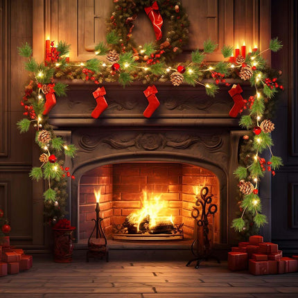 Christmas Garland with Lights, 6.6ft 20 LED Battery Operated Pine Garland with Timer, Lighted Christmas Garland for Mantle Fireplace Stairs Window Table Tree Christmas Kitchen Decor