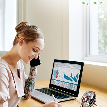 Xasla 4 Inch Small Usb Desk Fan, Mini Quiet Fan With Metal Construction Strong Airflow 360°Adjustable Tilt Angle, Personal Coolin