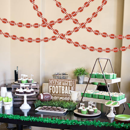 WATINC 4pcs Football Garland Party Decorations, Sports Felt Garlands Decor, Rustic Football Game Day Bunting Banner, Bowl Fans Club Bars Home Decorative Supplies for Fireplace Wall Backdrop Garden