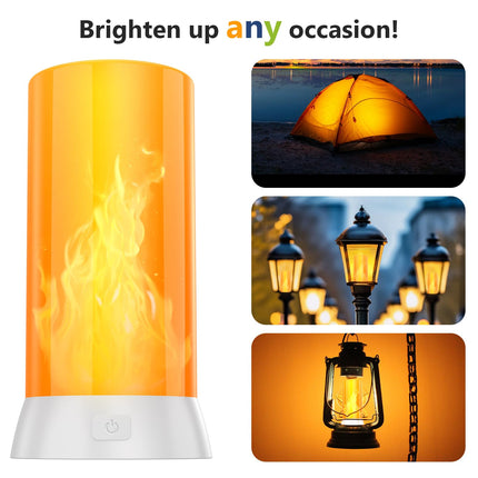 2PCS LED Flame Light, USB Rechargeable Flame Effect Light, Flame Lamp with Remote & Timer, Waterproof Dimmable Flameless Candles Light for Home Party Garden Camping Halloween Christmas Decoration