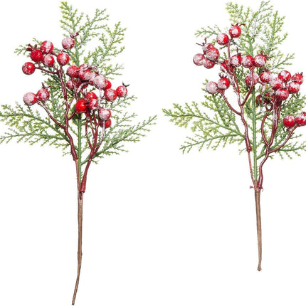 20 Pack Artificial Christmas Tree Picks Assorted Christmas Sprigs Snowy Red Berry Pine Picks Spray with Pinecones Apples Holly Berries Leaves for Toppers Wreath Garland Winter Holiday Déco