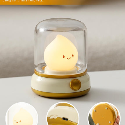 Flameless Candles Lamp, Led Candles,Cute Kerosene Lamp,Silicone Flame Amber Light,Adjustable Dimmable Rechargeable Night Light for Kids,Girls,Teenager Kids Bedroom Christmas