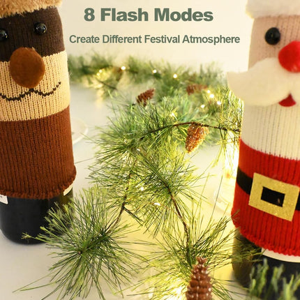 Christmas Smokey Pine Garland with Lights 6.56FT Remote Garland with Timer 30 LED Fairy Lights Battery Operated Garland Lights with Pinecones Greenery Garland Christmas Pre-lit Lights for Home