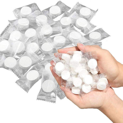 Skyzone 98Pcs Outdoor Travel Portable Compressed Tissue Tablet Face Towel Disposable Magic Towel Tablet Capsules Cloth Coin Wipes Paper Cotton Tissue Expand With Water