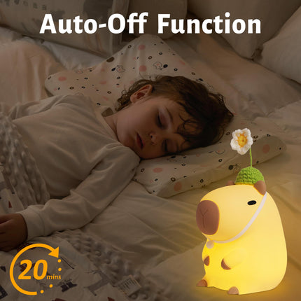 Attivolife Capybara Night Light for Kids, Cute Animal Soft Silicone LED Lamp with Dimmable and Timer, Portable Rechargeable Bedroom Bedside Table Decor, Birthday Christmas s for Children Baby