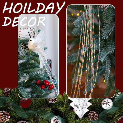 2 Pack Christmas Tree Ornaments Set White Silver Artificial Glitter Birds for Xmas Tree Garland Wreath Decoration for Home Holiday Wedding Party Decor 16.5 inch Bird Long Tail