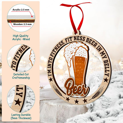 Beer Ornaments for Christmas Tree, Beer 2 Layer Wood & Acrylic Xmas Tree Ornament, Christmas Decoration for Beer Lovers, Beer s for Men, Women