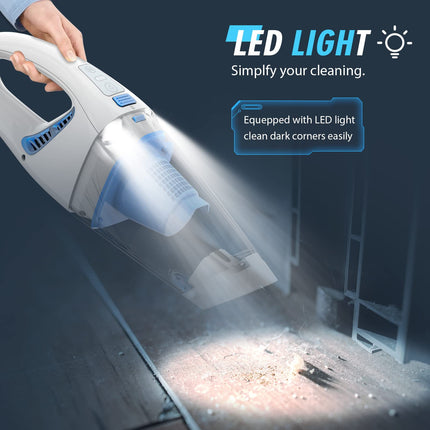 Handheld Vacuum Cordless, Mini Car Hand Held Vacuum With Powerful Suction, Portable Hand Vacuum Rechargeable With Led Light For Pet Hair Keyboard Dust Office And Home Cleaning
