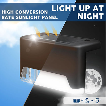 Otdair Solar Deck Lights, 16 Solar Step Lights Waterproof Led Solar Stair Lights, Outdoor Solar Fence Lights For Deck, Stairs