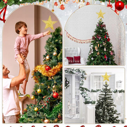 Christmas Tree Topper Star, 11.8 Inch Gold Star Tree Topper, Glittered Tree-Top Star for Christmas Tree Decoration, Holiday Ornament, Indoor Party and Home Decoration