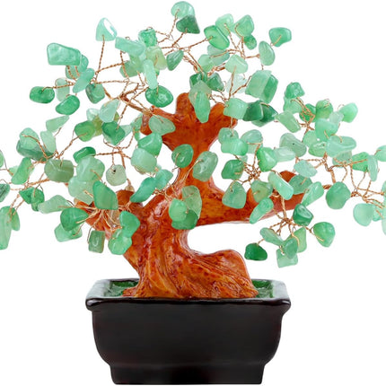Natural Green Aventurine Money Tree for Office Desk Home Room Decor Positive Meditation Spiritual Energy Crystals Bonsai Trees Feng Shui Wealth and Luck Birthday s for Women