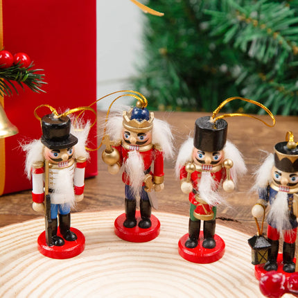 AMOR PRESENT 6PCS Christmas Nutcracker Set, 3 Inch Wooden Nutcracker Hanging Decorations Nutcracker Soldier Ornaments for Christmas Tree Shelves Table Decoration