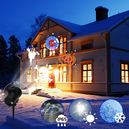 Christmas Holiday Projector Lights Outdoor,FLEVO Halloween Projector Lights,16 HD Slides LED Decorative Lights with Remote Control,IP65 Waterproof for Halloween Xmas Party Garden Landscape Decoration