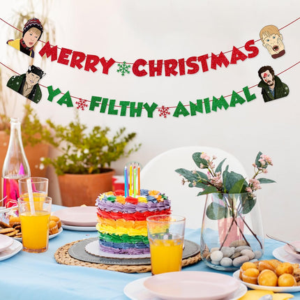 Home Alone Merchandise Decorations, Merry Christmas Ya Filthy Animal Party Banner, Funny Christmas Party Decor Supplies, Ugly Christmas Sweater Party Decorations, Home Alone Wall Decor s