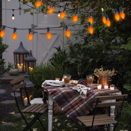25 Pack C7 Christmas Replacement Bulbs, Ceramic Orange Christmas Light Bulbs for Indoor Outdoor Christmas String Lights, E12/C7 Candelabra Base, 5W Incandescent Night Light Bulbs