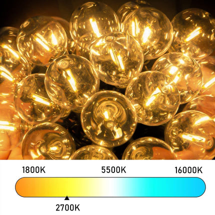 Abeja 25Ft LED Outdoor String Lights, Patio Globe String Lights with 27 Shatterproof LED Clear Bulbs(2 Spare), Hanging Patio String Lights for Backyard Decor Bistro Party Yard Decor- White Wire