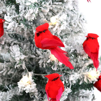12 PCS Cardinals Christmas Ornaments, Clip On Artificial Red Birds Cardinals for Christmas Tree Ornaments Wreath Centerpiece Crafts Bird Decorations - 3.7" Long