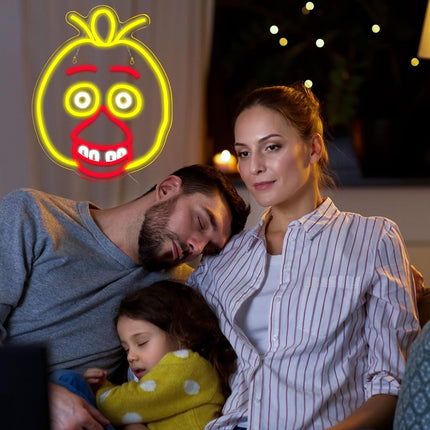 Five Nights at Freddy's Chica neon signs for wall decor，LED Neon Lights for Bedroom，birthday、Christmas s for kids 5V Power Adapter 16.1 12.8Inch