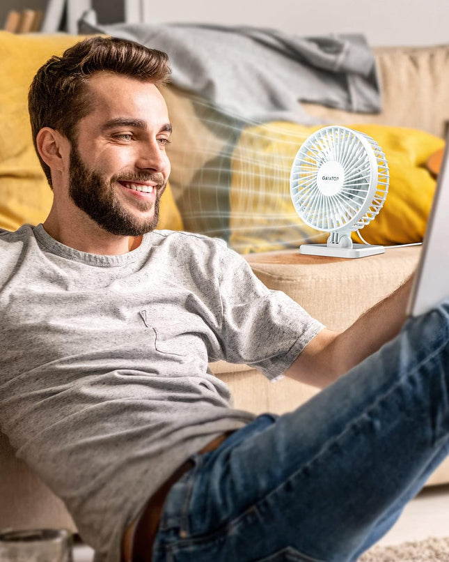 Gaiatop Usb Desk Fan, Small But Powerful, Portable Quiet 3 Speeds Wind Desktop Personal Fan, Adjustment Mini Fan Table Fan
