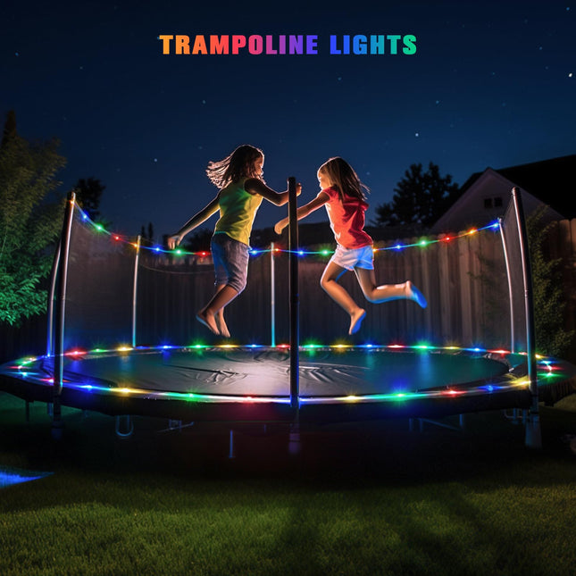 JMEXSUSS 200 LED Trampoline Accessories Solar Rope Lights, 66ft IP 65 Waterproof Solar Camping Lights Outdoor, 8 Modes Solar Trampoline Lights for Trampoline Ladder Slide Tent Camp(Multicolor)