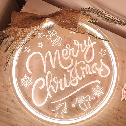 Britrio Merry Christmas Neon Light Signs LED Neon Wall 3D Art Decoration for Holiday Party Bedroom Business Store Window Home Decor Hanging Ornament Xmas Indoor 5V USB Powered 12” Warm White